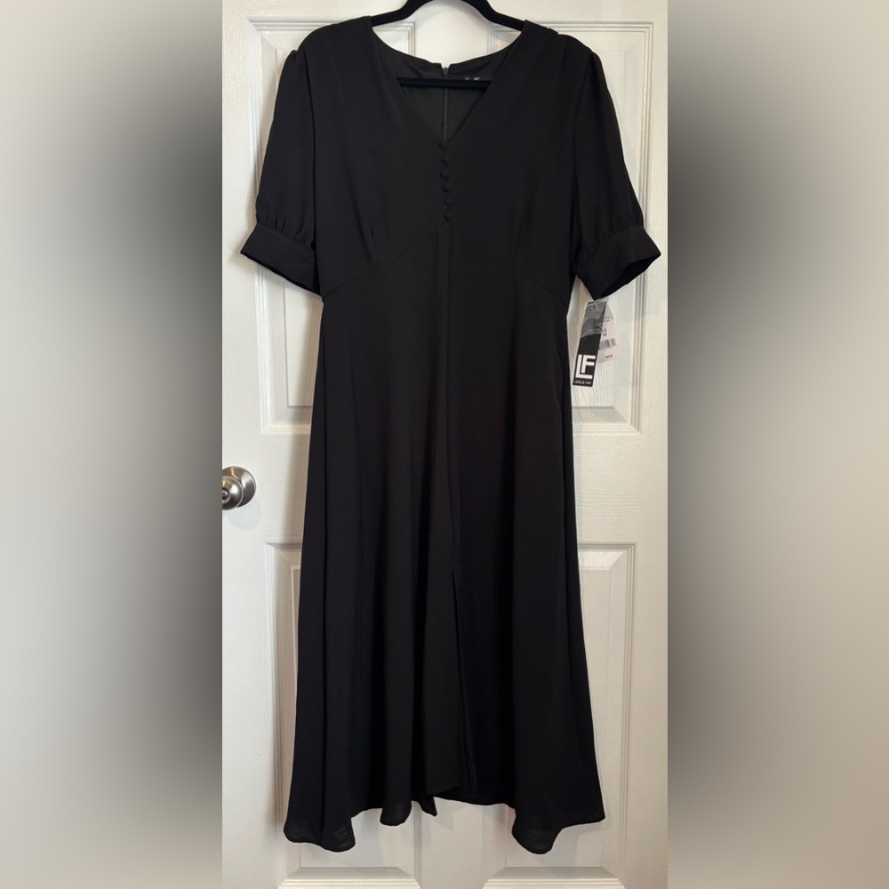 NWT Leslie Fay Elegant Black Midi Dress